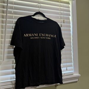 Armani Exchange Black Tee with Gold Accents